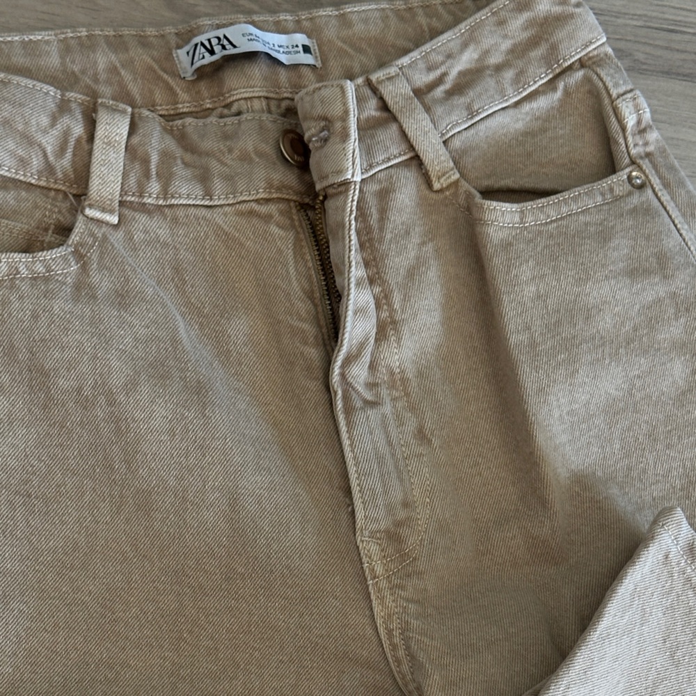 Zara Tan Straight Leg Women's Jeans - Picture 3 of 4
